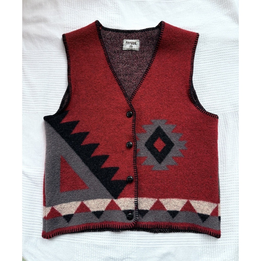 Vintage Vest 100% Wool Blanket Nanook Canada Size M Artsy Grandma‎ Southwest